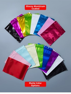 Detailed comparison of glossy and matte colorful aluminum foil resealable zipper bags