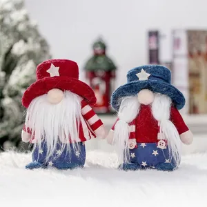 Detailed size specifications for Independence Day gnome dolls in red and blue styles