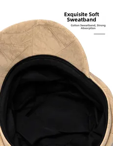 Detalle de la banda de sudor de algodón suave y forro interior de la gorra boina