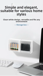 Dual-unit wall-mounted clear storage box with white frame for office and desk supplies