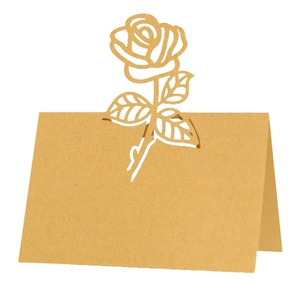 Laser cut hollow rose kraft paper table place cards for wedding guest seating