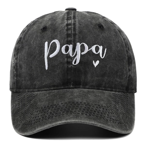 Washed Cotton Baseball Cap Papa Heart Embroidery Sun Protection Vintage Adjustable Dad Hat For Men Women