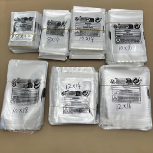 Transparent self-sealing OPP bags with multi-language warning labels in various sizes