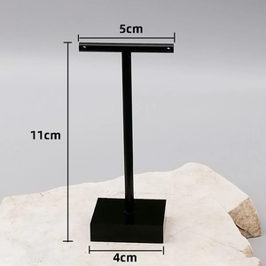 Black T-bar acrylic earring stand with 11cm height for jewelry display and retail