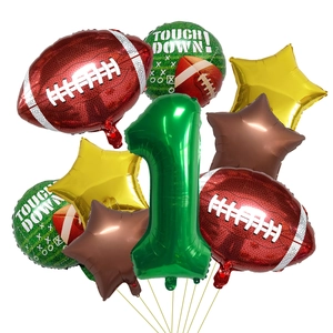 Set palloncini rugby 1 compleanno con numero 32 pollici e decorazioni Touch Down