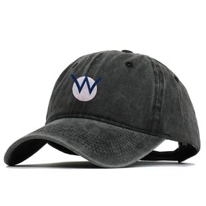 Casquette vintage en coton délavé gris foncé avec logo W bleu brodé devant