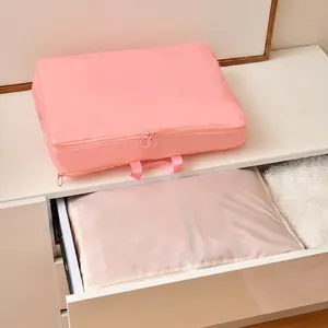 Rosa Kompressions-Packwürfel aus Nylon mit Reißverschluss für Koffer und Reisegepäck