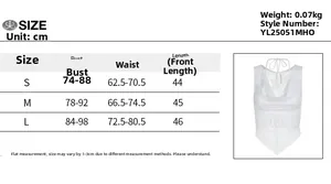 Tableau des tailles détaillé pour top licou en dentelle avec buste, taille et longueur