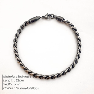 Bracciale da uomo a catena in acciaio inossidabile canna di fucile con chiusura 22cm