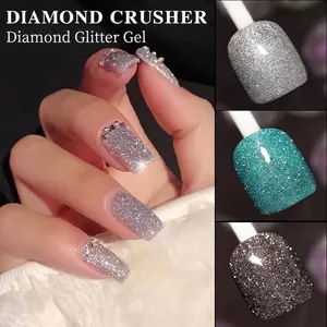 Reflective Glitter Nail Gel Polish Diamond Shimmer Soak Off UV LED Manicure Art Sparkly Disco Effect Shiny