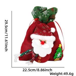 Sacchetto regalo di Natale con design Babbo Natale e dettagli in velluto morbido