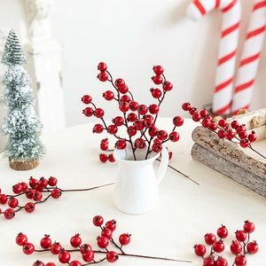 Rami Di Bacche Rosse Artificiali Natale Agrifoglio Steli Plastica Schiuma Decorazione Casa Vaso Capodanno Festa
