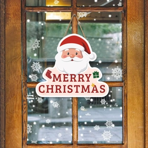 Frohe Weihnachten Türschild Weihnachtsmann Muster Pappelholz Wanddekoration Cartoon Festlich Mit Juteseil