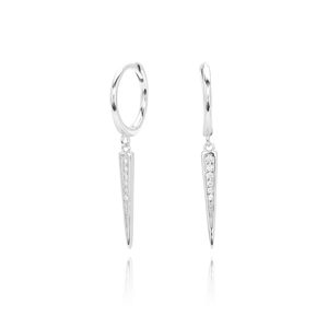 S925 sterling silver drop earrings with pavé zircons and creative cone pendant