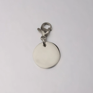 Polished stainless steel round pendant with lobster clasp for personalized engraving