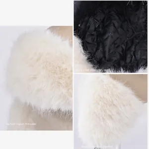 Bonnet d'hiver en peluche avec fausse fourrure blanche et doublure matelassée chaude