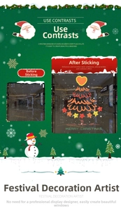 Detailed comparison of festive Christmas tree static stickers applied to glass windows