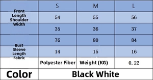 Detailed size chart for women's slim fit T-shirt including S, M, and L measurements