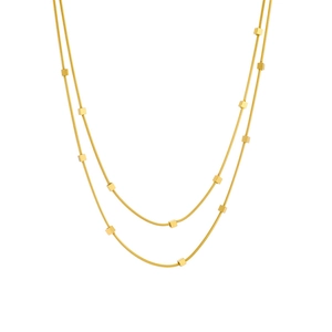 Layered Necklace Stainless Steel Gold Plated Snake Bone Chain Minimalist Cube Pendants Jewelry For Women