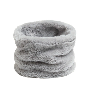 Plush faux rabbit fur neck warmer in grey, soft winter scarf for neck protection
