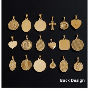 Detailed back patterns of 18K gold plated titanium steel pendants in various shapes