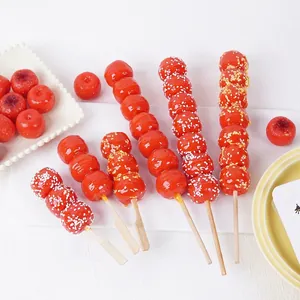 Simulación Espino Confitado Bingtanghulu Artificial PVC Madera Accesorios Fotografía Snack Chino Tradicional Modelo Comida Roja
