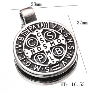 Detail view of Viking St. Benedict medal pendant with 28mm width and 37mm height