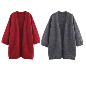 Gilet En Tricot Pour Femmes Devant Ouvert Paillettes Scintillantes Manches Longues Coupe Ample Polyester Brillant Col En V Vêtements D'extérieur