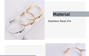 Detailed view of three-color 316L stainless steel bangles with sparkling rhinestone inlays