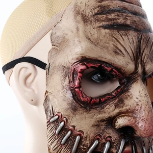 Creepy Halloween stitched mouth mask with realistic blood details for scary party costumes