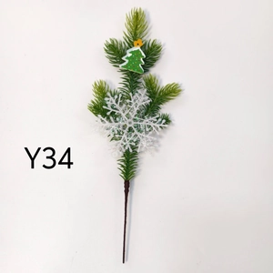 Artificial Christmas pine needles with snowflakes and green tree picks decoration