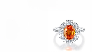 Macro detail of sunflower S925 silver ring featuring a 3 carat orange oval gemstone