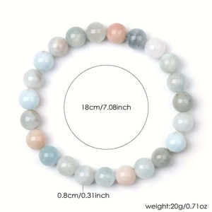 8mm natural stone beaded bracelet in colorful lapis and turquoise, 7.08 inch circumference