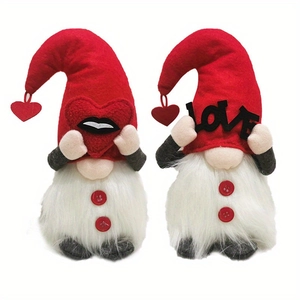 Pair of Valentine's Gnomes with LOVE sign and glowing LED lights for home decoration