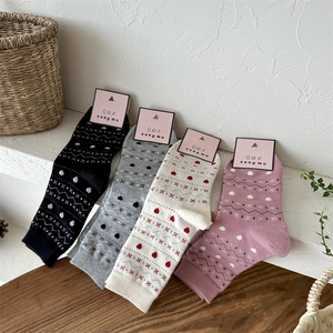 Texture de maille détaillée de chaussettes en coton rétro avec motifs de cœurs