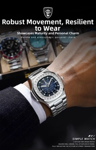 Close-up of luxury men's steel watch featuring a diamond bezel and blue textured dial