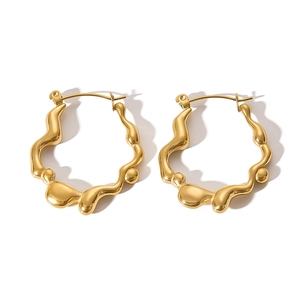 Minimalist 18K gold plated irregular molten earrings for women in stylish stainless steel