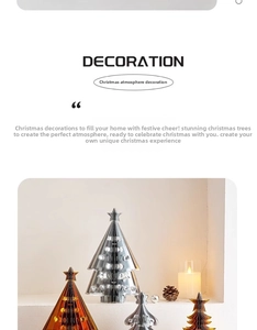 Close-up of elegant acrylic Christmas trees with top stars for festive table decor