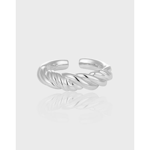 S925 Sterling Silver Twisted Rope Ring For Women Minimalist Open Adjustable Cable Finger Ring Fashion Jewelry Gift