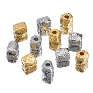 Irregular 5x6mm copper hammered beads in gold and silver for DIY jewelry making