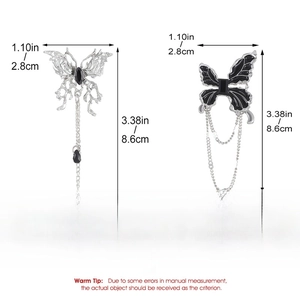 Gothic butterfly brooch detail with size specifications and alloy material info