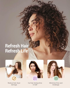 Detail of microfiber hair towel showing hair repair benefits and rapid drying function