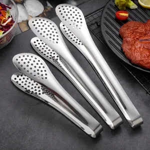 Stainless Steel Food Tongs Hollow Perforated Serving Tong For Barbecue Buffet Bread Steak Kitchen Cooking Tool Heat Resistant