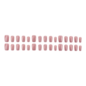 30pcs glossy solid color press-on nails in dusty rose mauve for simple daily manicure