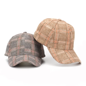 Berretti da baseball unisex a quadretti stile britannico in grigio e marrone per inverno