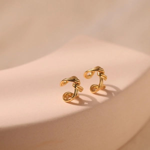 18K gold-plated brass butterfly ear cuffs with sparkling zircon animal design for women