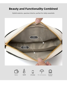 Interior detail of retro shoulder bag showing main compartment and herringbone lining