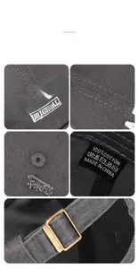 Detail of 100% cotton dark gray baseball cap with white PARIS embroidery and metal buckle
