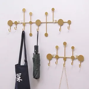 Creative Geometric Metal Wall Mounted Coat Rack Iron Decorative Hooks For Entryway Hallway Bedroom Gold Black Modern