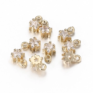 Breloques Étoile Pendentifs En Cuivre Plaqué Or 14K Avec Zircone Pour Fabrication De Bijoux Collier Bracelet Boucles Oreilles